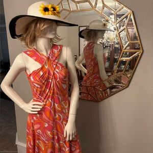 Vibrant Pink and Orange Women's Dress